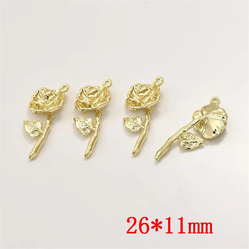 50pcs Rose Flowers Alloy Floating Locket Charms DIY Jewelry Earring Pendant