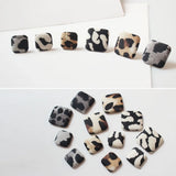 50pcs Leopard Print Square Flatback Cloth Buckle DIY Jewelry Earring Accessory