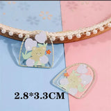 50pcs Acrylic Beads Flowers/Fruit Print DIY Jewelry Earring Accessory
