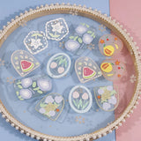 50pcs Acrylic Beads Flowers/Fruit Print DIY Jewelry Earring Accessory