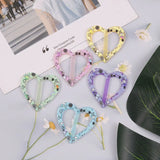 50pcs Flowers Pattern Print Hearts Shape Acrylic Beads DIY Jewelry