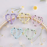 50pcs Flowers Pattern Print Hearts Shape Acrylic Beads DIY Jewelry