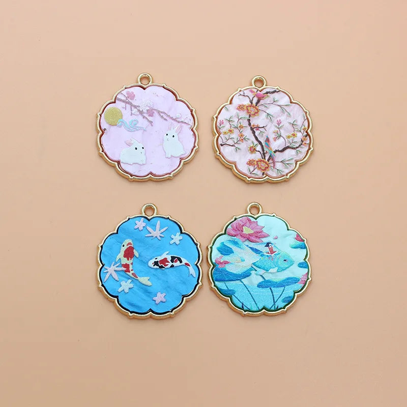 50pcs/lot Acrylic Core Geometry Alloy Floating Locket Charms DIY Jewelry