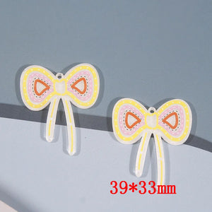 50pcs Cartoon Bow Acrylic Bowknots DIY Jewelry Earring/Pendant Accessory
