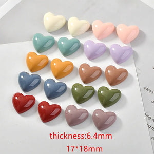 50pcs Cartoon Hearts Resin Beads DIY Jewelry Earring Accessory