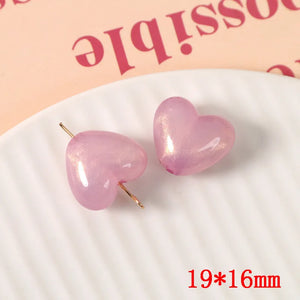 50pcs Cartoon Hearts Resin Beads for DIY Earring/Bracelet Accessory