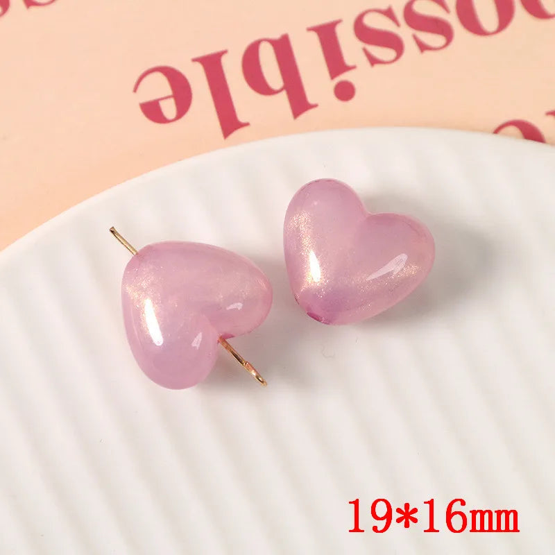 50pcs Cartoon Hearts Resin Beads for DIY Earring/Bracelet Accessory