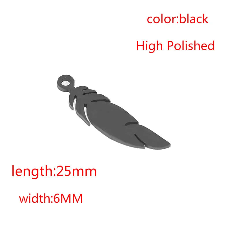 Polished Stainless Steel Feather Pendant DIY Jewelry Making