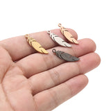 Polished Stainless Steel Feather Pendant DIY Jewelry Making