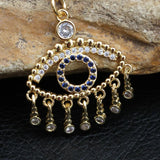 Floating Rainbow CZ Necklace Evil Eyes Lucky Lady Charm Turkey CZ Drop Fill