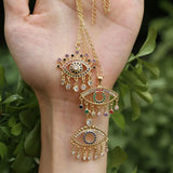 Floating Rainbow CZ Necklace Evil Eyes Lucky Lady Charm Turkey CZ Drop Fill