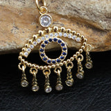 Floating Rainbow CZ Necklace Evil Eyes Lucky Lady Charm Turkey CZ Drop Fill