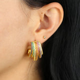 Colorful CZ Rainbow Earring Wrap Circle Hoop for Women