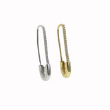 Gothic CZ Paved Safety Pin Long Stud Earrings Ear Threader Jewelry