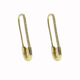 Gothic CZ Paved Safety Pin Long Stud Earrings Ear Threader Jewelry