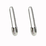 Gothic CZ Paved Safety Pin Long Stud Earrings Ear Threader Jewelry