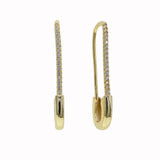 Gothic CZ Paved Safety Pin Long Stud Earrings Ear Threader Jewelry