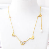Butterfly Titanium Steel Necklace Female Pearl Clavicle Chain