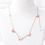 Butterfly Titanium Steel Necklace Female Pearl Clavicle Chain