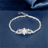 Flowers Chain Charms 925 Sterling Silver Bracelet for Women Fine Jewelry