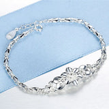 Flowers Chain Charms 925 Sterling Silver Bracelet for Women Fine Jewelry