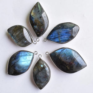 Labradorite Copper Edging Irregular Charms Pendants 6pcs/Lot