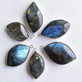Labradorite Copper Edging Irregular Charms Pendants 6pcs/Lot