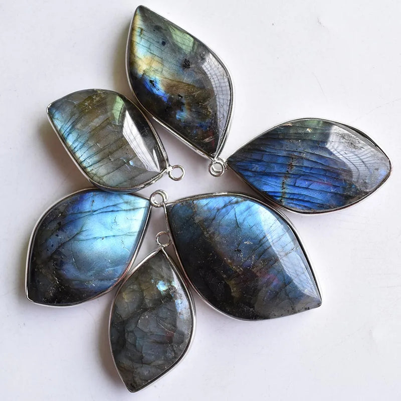 Labradorite Copper Edging Irregular Charms Pendants 6pcs/Lot