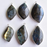 Labradorite Copper Edging Irregular Charms Pendants 6pcs/Lot
