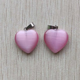20mm Pink Heart Shape Cat's Eye Stone Pendants 24pcs/lot