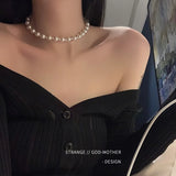 Ribbon Bow Pearl Necklace for Women's Dress Choker Collar