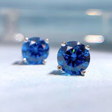 Blue-Green 925 Silver Stud Earrings - Couple Earrings for Gift