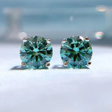 Blue-Green 925 Silver Stud Earrings - Couple Earrings for Gift
