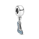 Daisy Flower Crystal Shoe Pendant Charm 925 Silver Bracelet DIY Jewelry