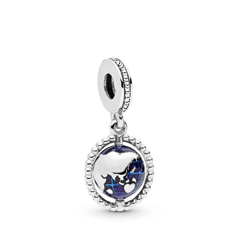 Daisy Flower Crystal Shoe Pendant Charm 925 Silver Bracelet DIY Jewelry