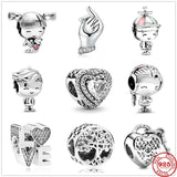 Boy & Girl Forever Love Pendant Beads Silver 925 Bracelet DIY Women Jewelry