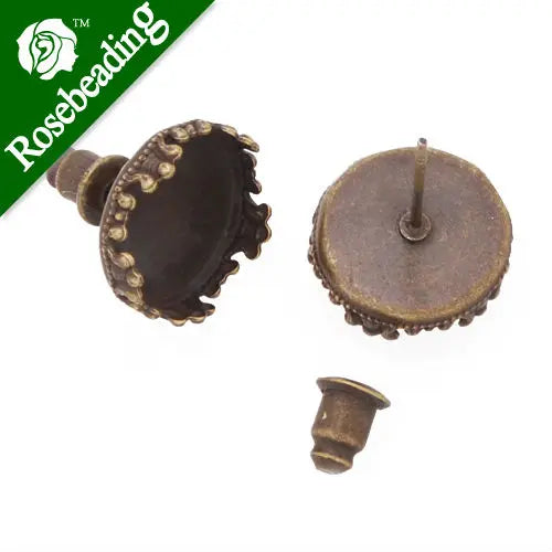 Antique Bronze Stud Earrings 50pcs/pkg