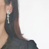 Green Zircon Three-Leaf Flower Earrings for Women