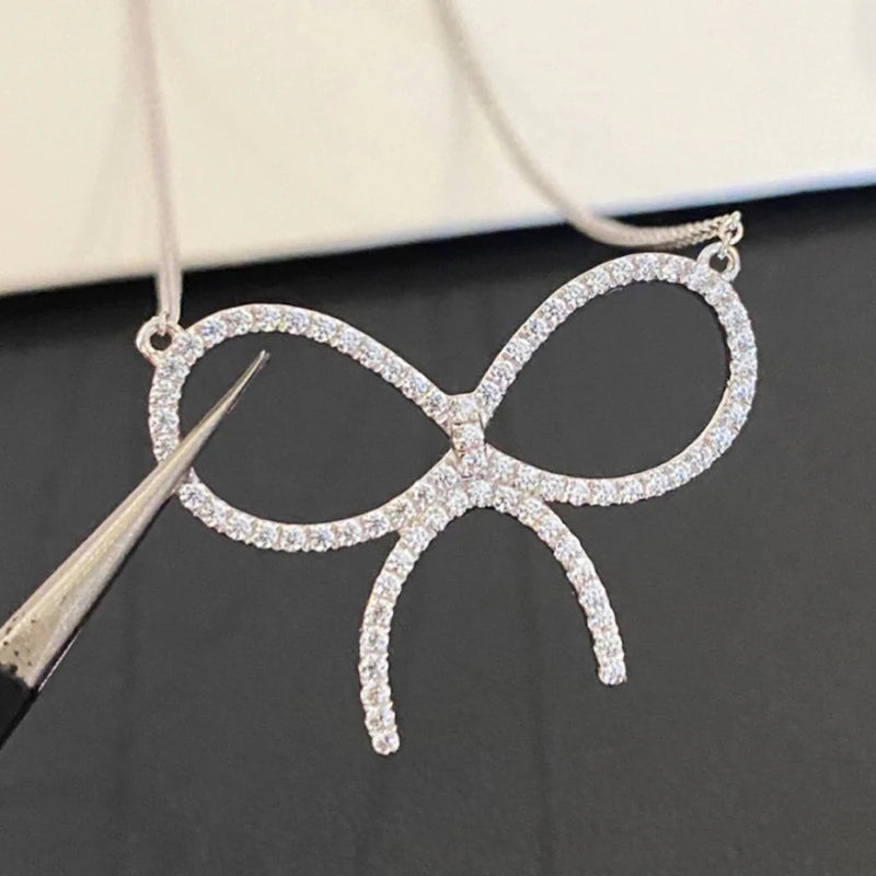 925 Sterling Silver Bow Necklace