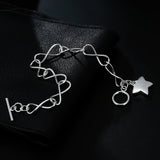 925 Sterling Silver Star Charm Pendant Bracelet for Women