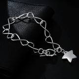 925 Sterling Silver Star Charm Pendant Bracelet for Women