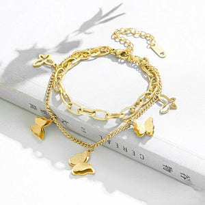 Butterfly Titanium Steel Pendant Bracelet for Women