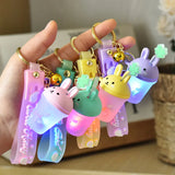 Frosted Cartoon Rabbit Milk Tea Cup Keychain