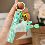 Frosted Cartoon Rabbit Milk Tea Cup Keychain