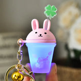 Frosted Cartoon Rabbit Milk Tea Cup Keychain