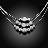 925 Sterling Silver Three Layer Chain Beads Necklace