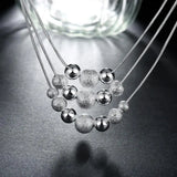 925 Sterling Silver Three Layer Chain Beads Necklace