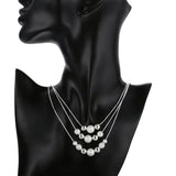 925 Sterling Silver Three Layer Chain Beads Necklace