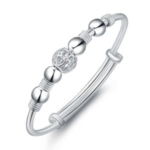 925 Silver Lucky Bead Bangles for Women