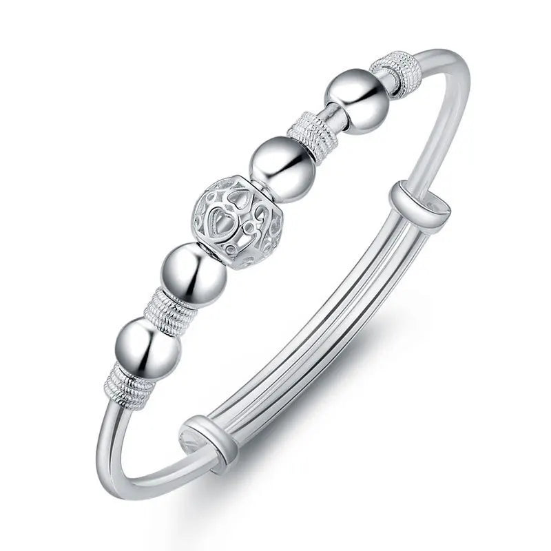 925 Silver Lucky Bead Bangles for Women